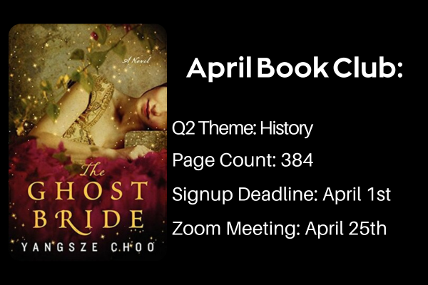 Graphic showing details for april book club