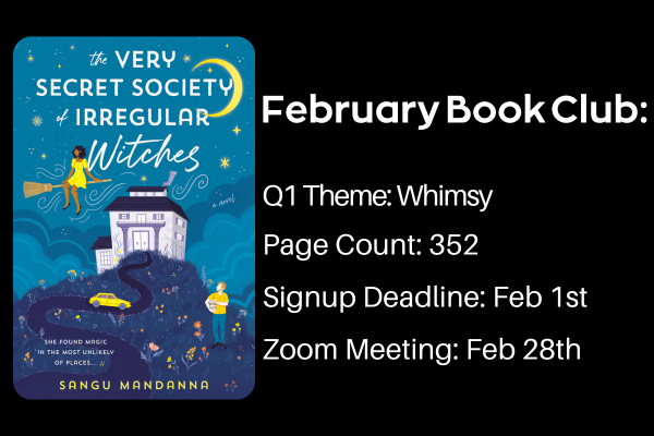 Graphic with details of February book club